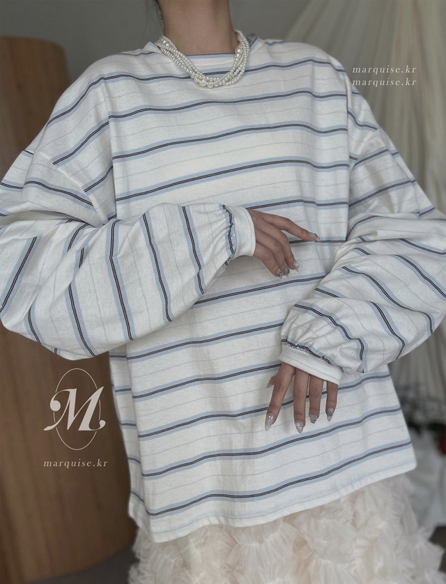 PLANTS ON GRAY東大門實拍女士新款推薦真品長袖T恤條紋PLANTS ON GRAY長袖T恤