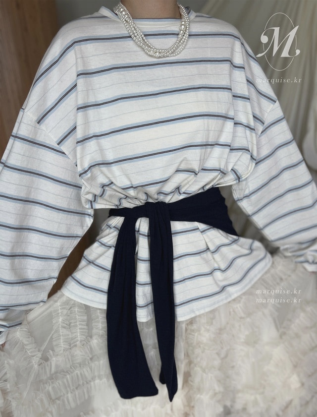 PLANTS ON GRAY東大門實拍女士新款推薦真品長袖T恤條紋PLANTS ON GRAY長袖T恤