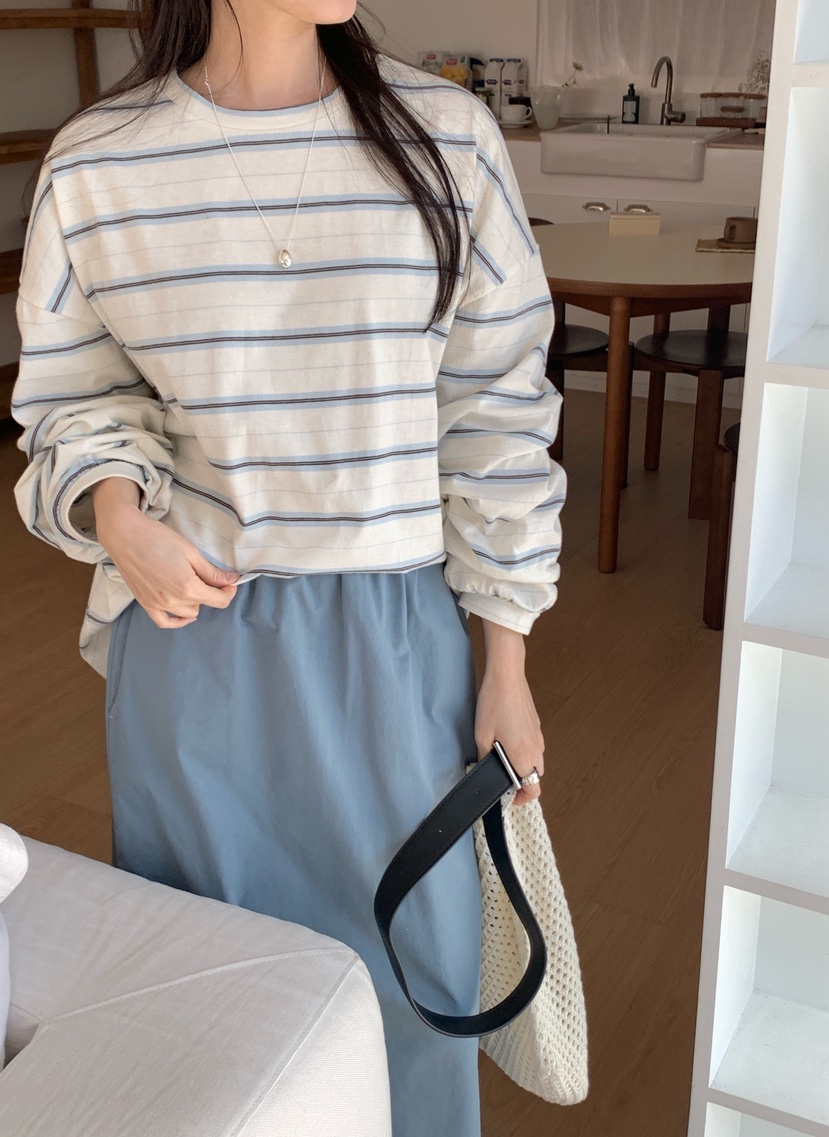 PLANTS ON GRAY東大門實拍女士新款推薦真品長袖T恤條紋PLANTS ON GRAY長袖T恤