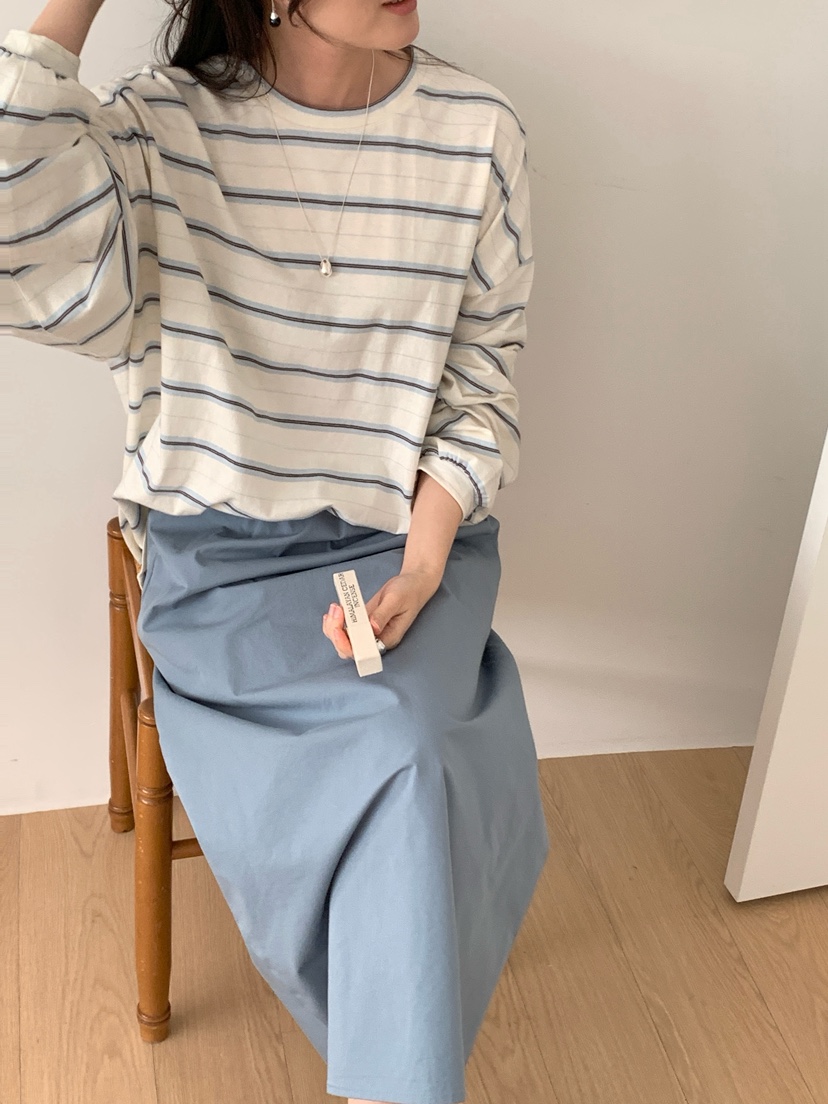 PLANTS ON GRAY東大門實拍女士新款推薦真品長袖T恤條紋PLANTS ON GRAY長袖T恤