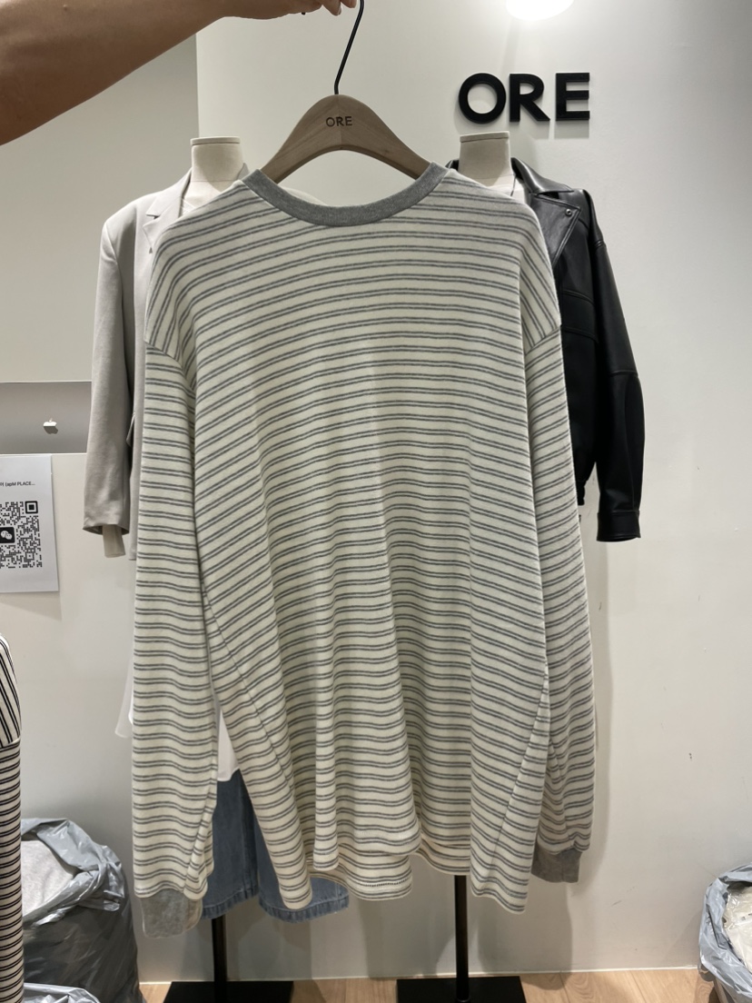 ORE-P東大門直郵女士新款職業時尚推薦人氣熱賣長袖T恤條紋ORE長袖T恤圖色3