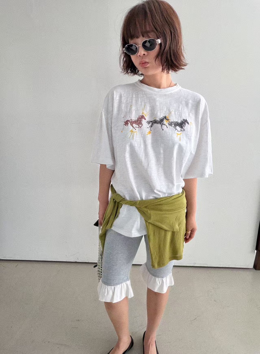 OLI SEOUL東大門實拍女士新品真品人氣26春夏短褲荷葉邊羅紋OLI SEOUL短褲