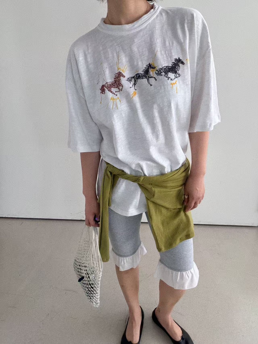 OLI SEOUL東大門實拍女士新品真品人氣26春夏短褲荷葉邊羅紋OLI SEOUL短褲