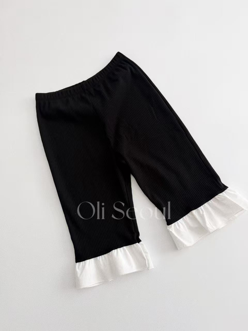 OLI SEOUL東大門實拍女士新品真品人氣26春夏短褲荷葉邊羅紋OLI SEOUL短褲圖色2