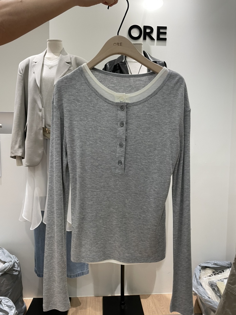 ORE-P東大門實拍女裝新款推薦休閑26春夏真品職業長袖T恤ORE長袖T恤圖色2