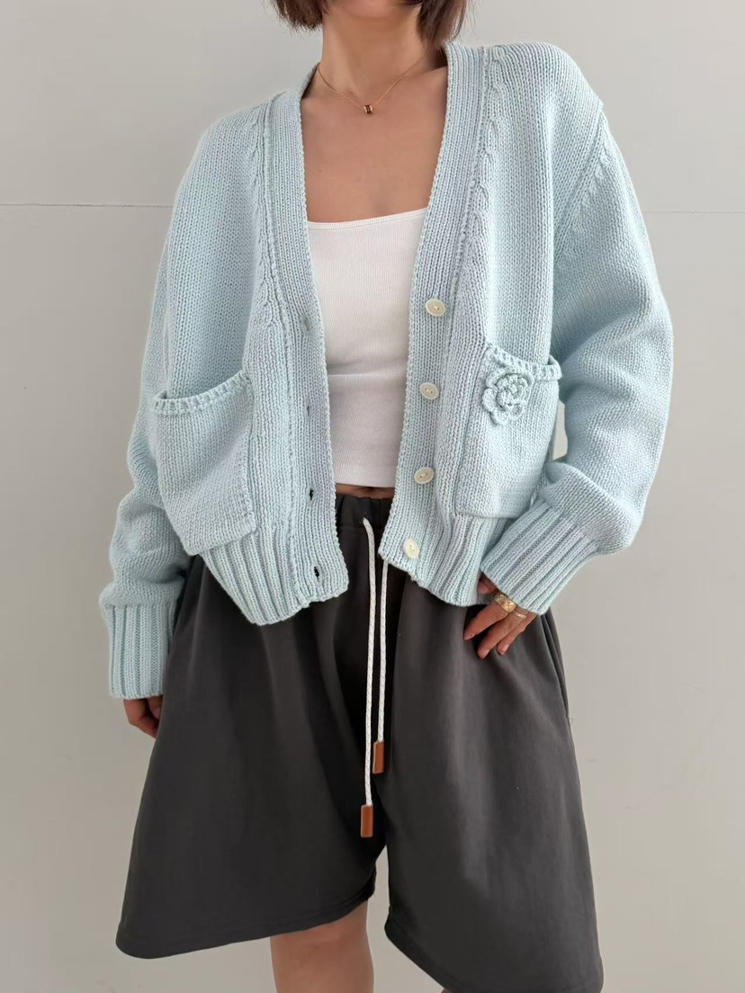 OLI SEOUL韓國代購女裝新品人氣熱賣職業推薦針織衫花朵OLI SEOUL針織衫