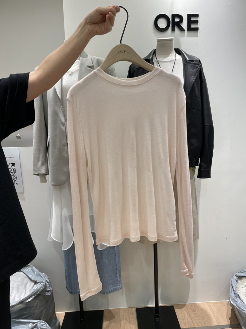 ORE-P東大門代購女士新品熱賣人氣26春夏長袖T恤天絲羊毛ORE長袖T恤圖色2