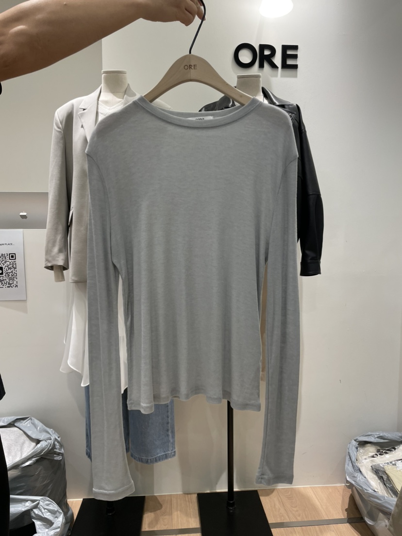 ORE-P東大門代購女士新品熱賣人氣26春夏長袖T恤天絲羊毛ORE長袖T恤圖色3