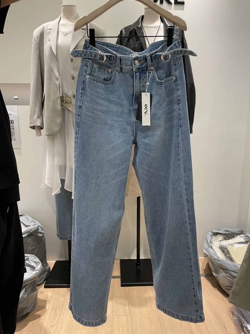 ORE-P韓國代購女裝新品人氣熱賣推薦真品26春夏牛仔褲系帶ORE牛仔褲圖色1