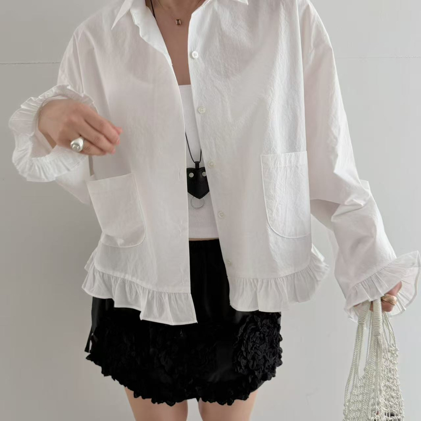 OLI SEOUL韓國代購女士新款26春夏職業人氣熱賣襯衫蕾絲衫OLI SEOUL襯衫/蕾絲衫