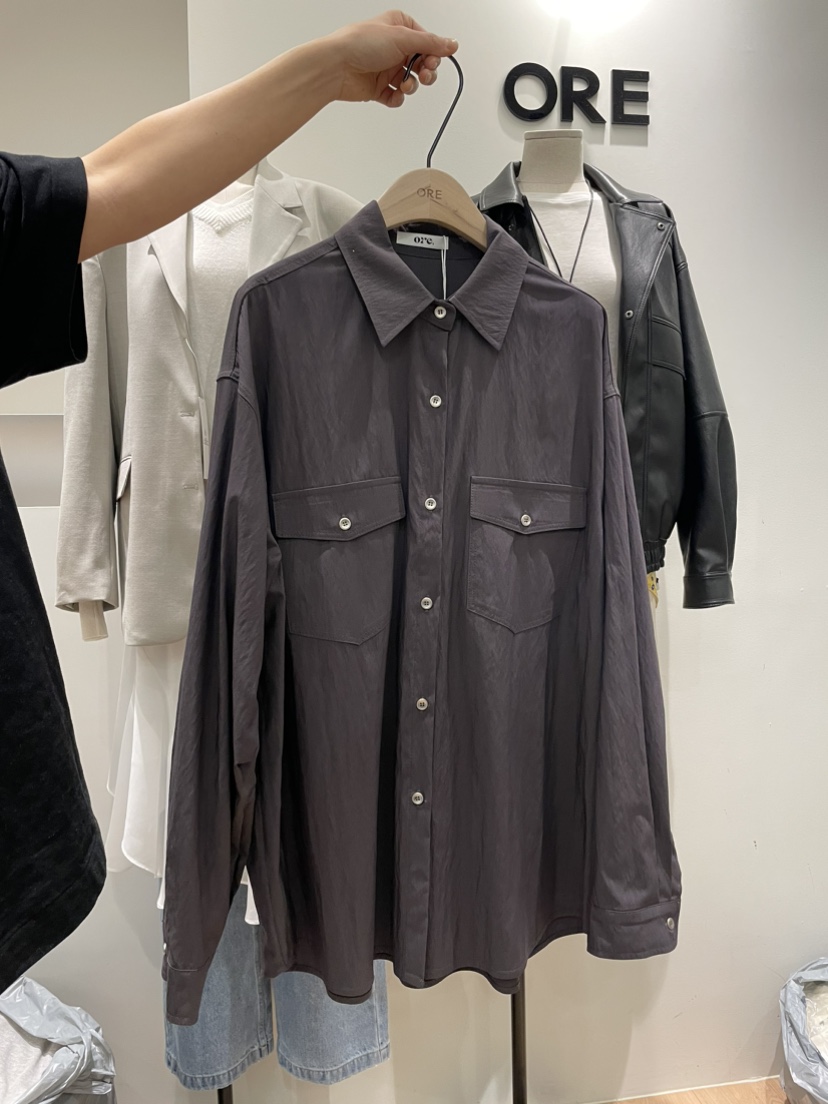 ORE-P韓國代購女士新品推薦職業人氣時尚襯衫蕾絲衫口袋ORE襯衫/蕾絲衫圖色2