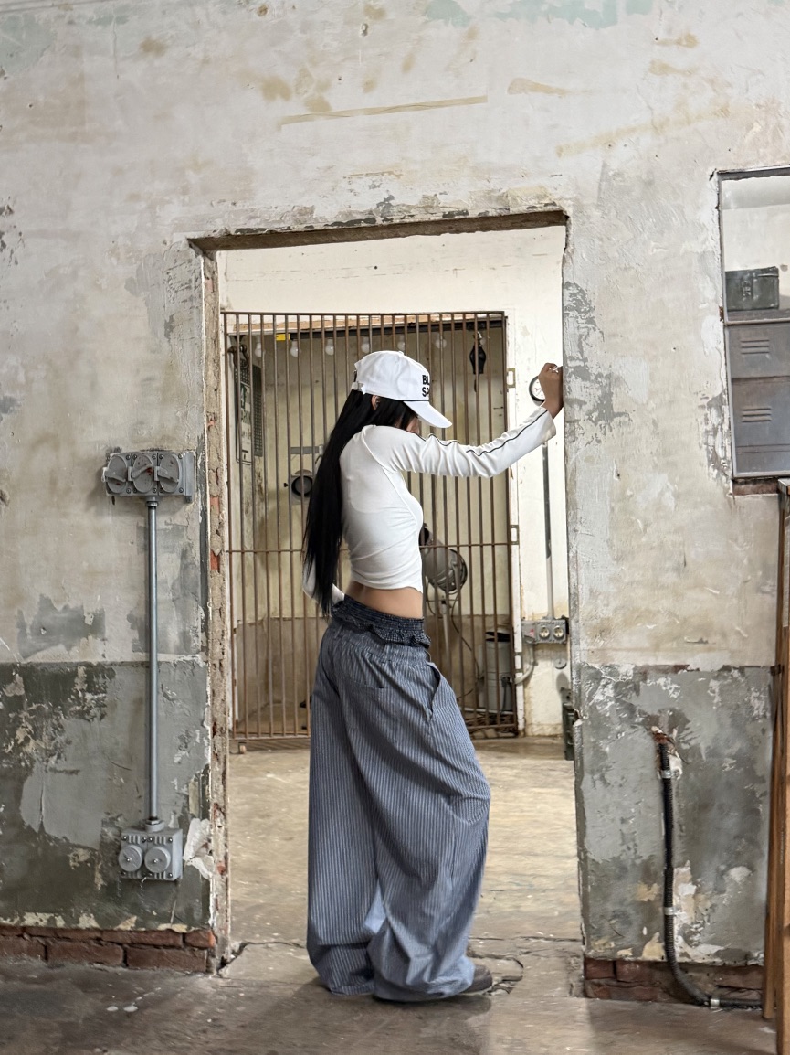 SEEOT韓國直郵女士新品時尚推薦熱賣26春夏休閑褲男女同款條紋SEEOT休閑褲