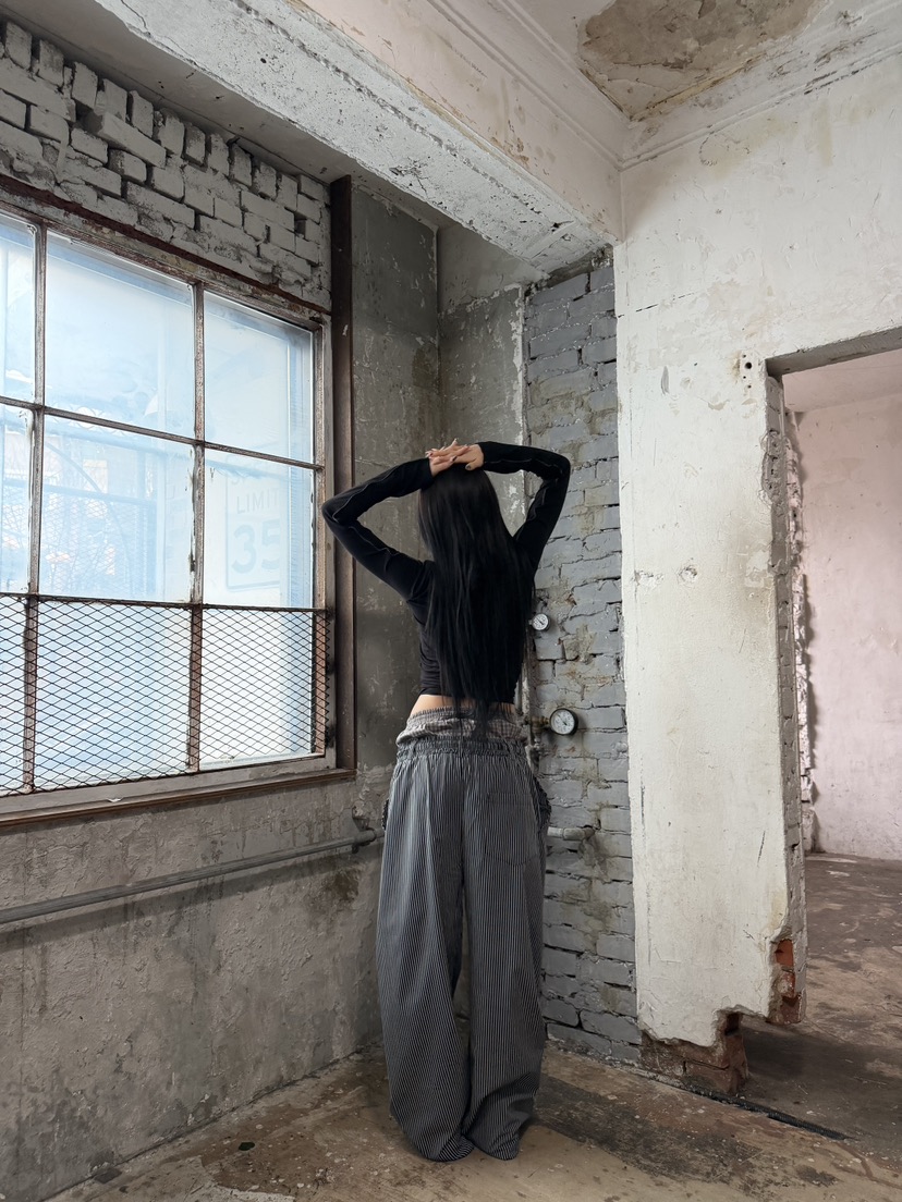 SEEOT韓國直郵女士新品時尚推薦熱賣26春夏休閑褲男女同款條紋SEEOT休閑褲