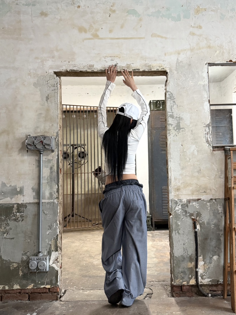 SEEOT韓國直郵女士新品時尚推薦熱賣26春夏休閑褲男女同款條紋SEEOT休閑褲