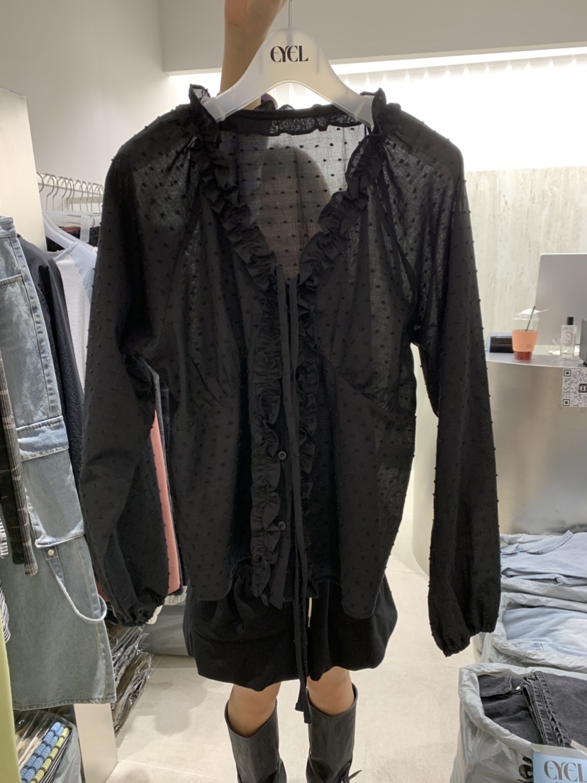 EYEL韓國直郵女士新款職業推薦時尚26春夏襯衫蕾絲衫荷葉邊EYEL襯衫/蕾絲衫圖色2