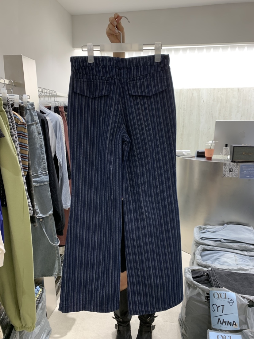 EYEL東大門實拍女士新品人氣休閑時尚26春夏休閑褲喇叭條紋EYEL休閑褲