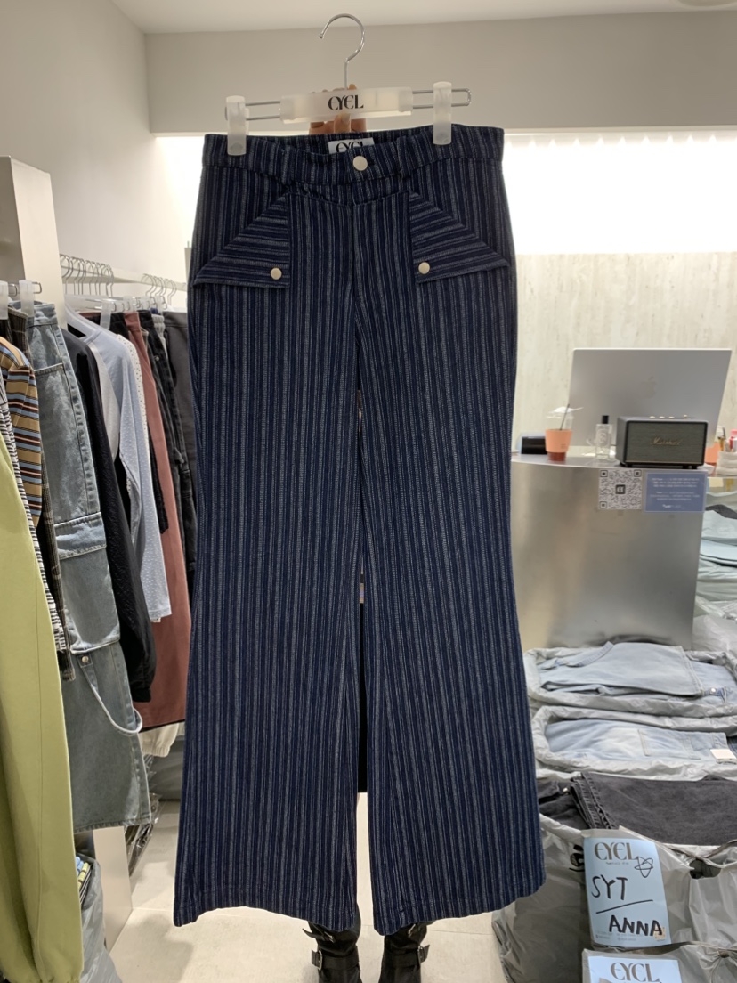 EYEL東大門實拍女士新品人氣休閑時尚26春夏休閑褲喇叭條紋EYEL休閑褲圖色1