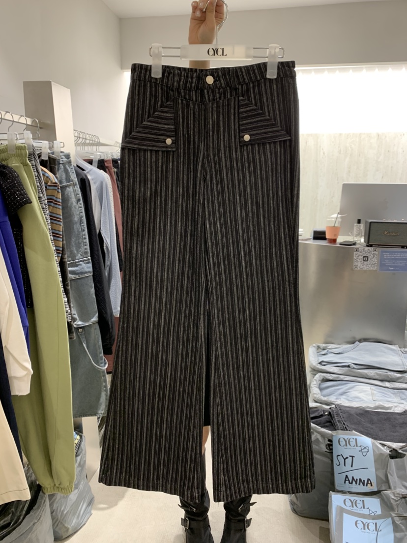 EYEL東大門實拍女士新品人氣休閑時尚26春夏休閑褲喇叭條紋EYEL休閑褲圖色2
