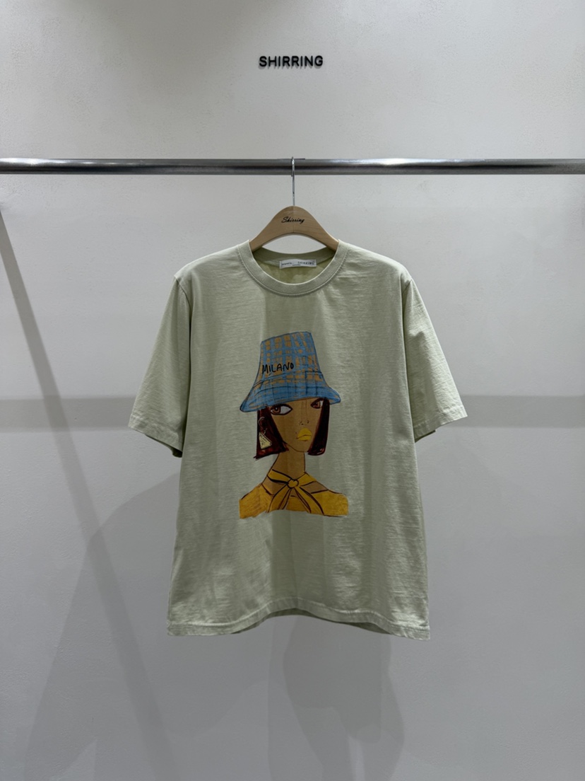 SHIRRING韓國直郵女裝新品熱賣真品休閑26春夏時尚職業T恤SHIRRINGT恤圖色2