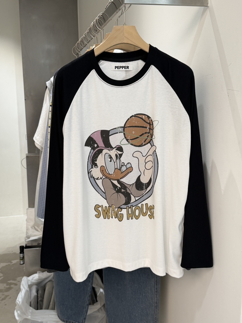 PEPPER-L韓國直郵女士新品人氣26春夏職業時尚長袖T恤鴨PEPPER長袖T恤圖色2