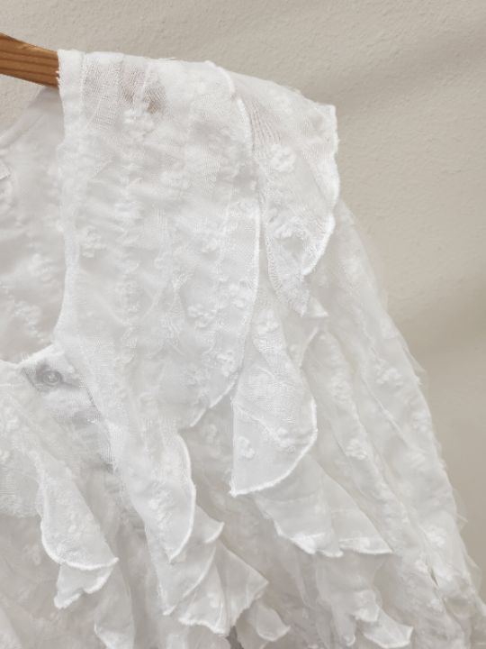 FEMME韓國直郵女裝新品休閑推薦真品襯衫蕾絲衫荷葉邊雙層FEMME襯衫/蕾絲衫