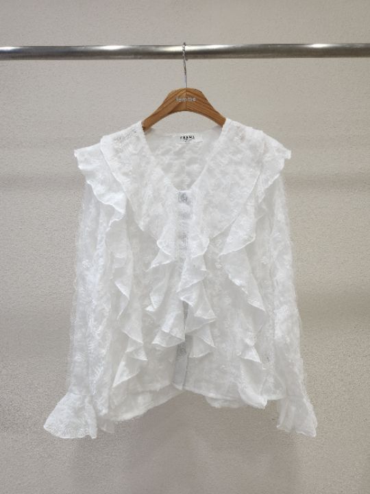 FEMME韓國直郵女裝新品休閑推薦真品襯衫蕾絲衫荷葉邊雙層FEMME襯衫/蕾絲衫圖色1