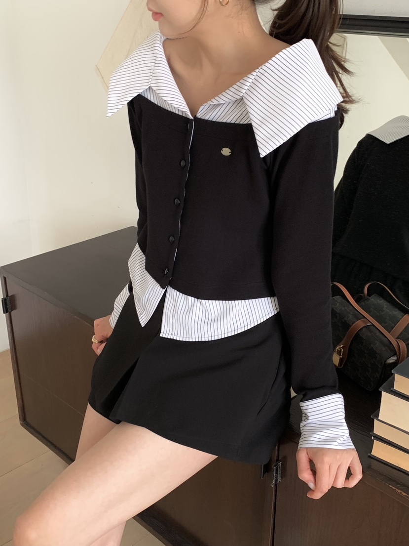 MUSK東大門直郵女裝新款時尚26春夏熱賣襯衫蕾絲衫假兩件MUSK襯衫/蕾絲衫