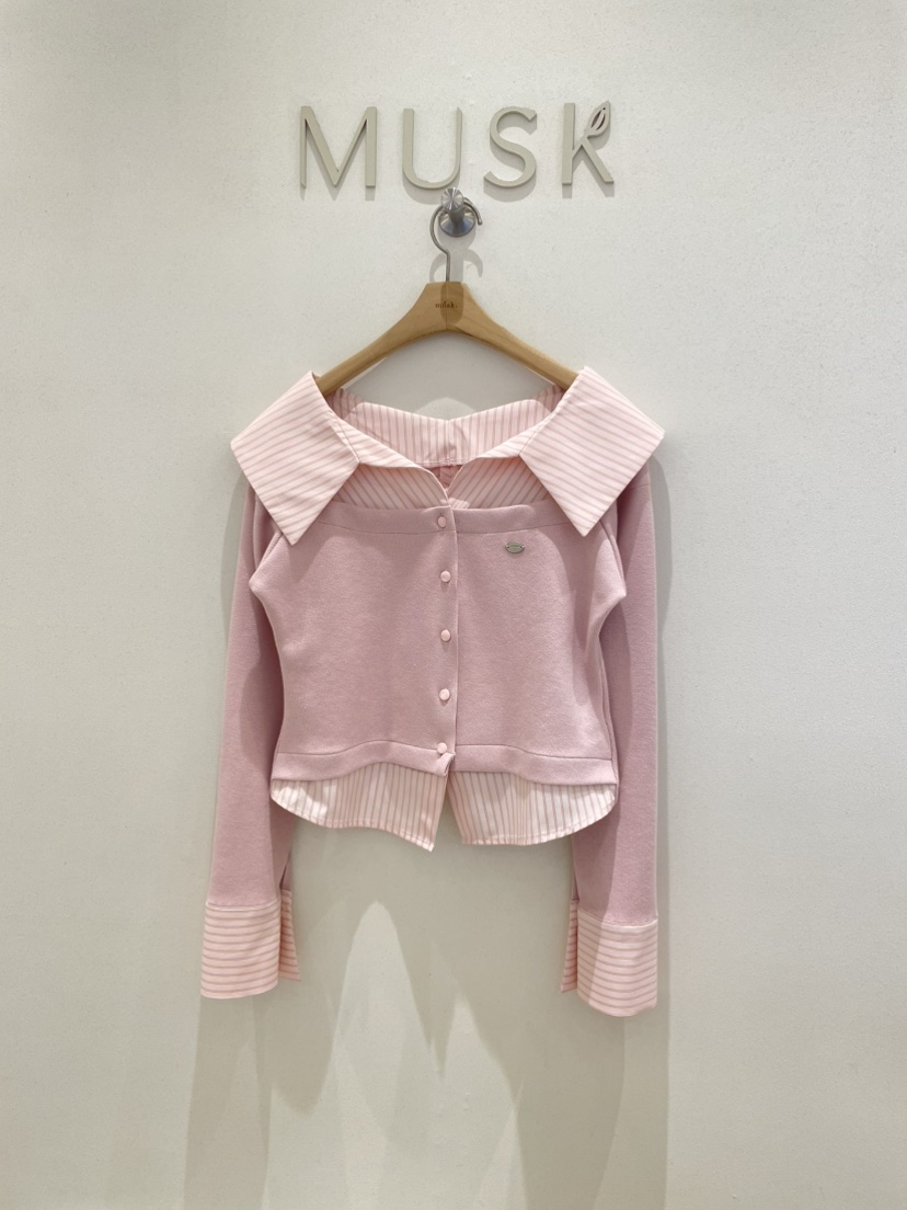 MUSK東大門直郵女裝新款時尚26春夏熱賣襯衫蕾絲衫假兩件MUSK襯衫/蕾絲衫圖色2
