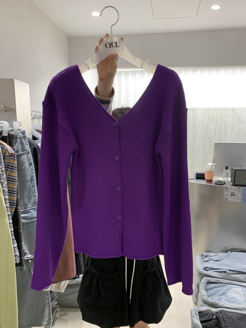 EYEL韓國直郵女士新款職業真品休閑推薦熱賣針織衫V領開衫EYEL針織衫圖色3