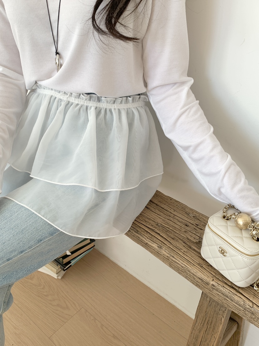 PLANTS ON GRAY韓國代購女士新款26春夏人氣短裙歐根紗PLANTS ON GRAY短裙