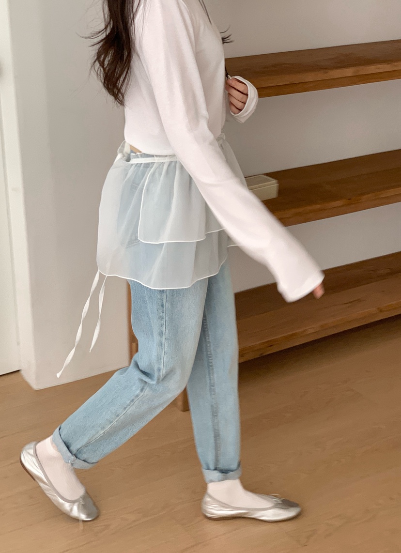 PLANTS ON GRAY韓國代購女士新款26春夏人氣短裙歐根紗PLANTS ON GRAY短裙