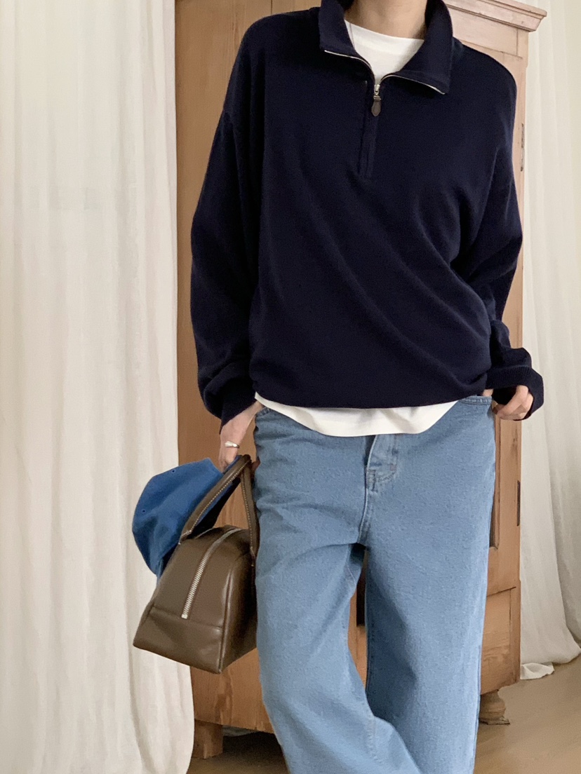 WOOD韓國代購女士新品時尚26春夏休閑職業真品針織衫拉鏈WOOD針織衫