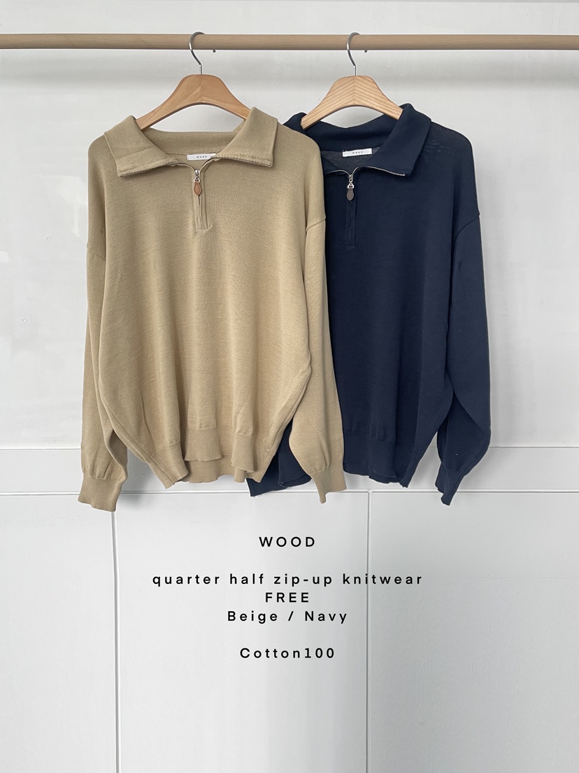 WOOD韓國代購女士新品時尚26春夏休閑職業真品針織衫拉鏈WOOD針織衫