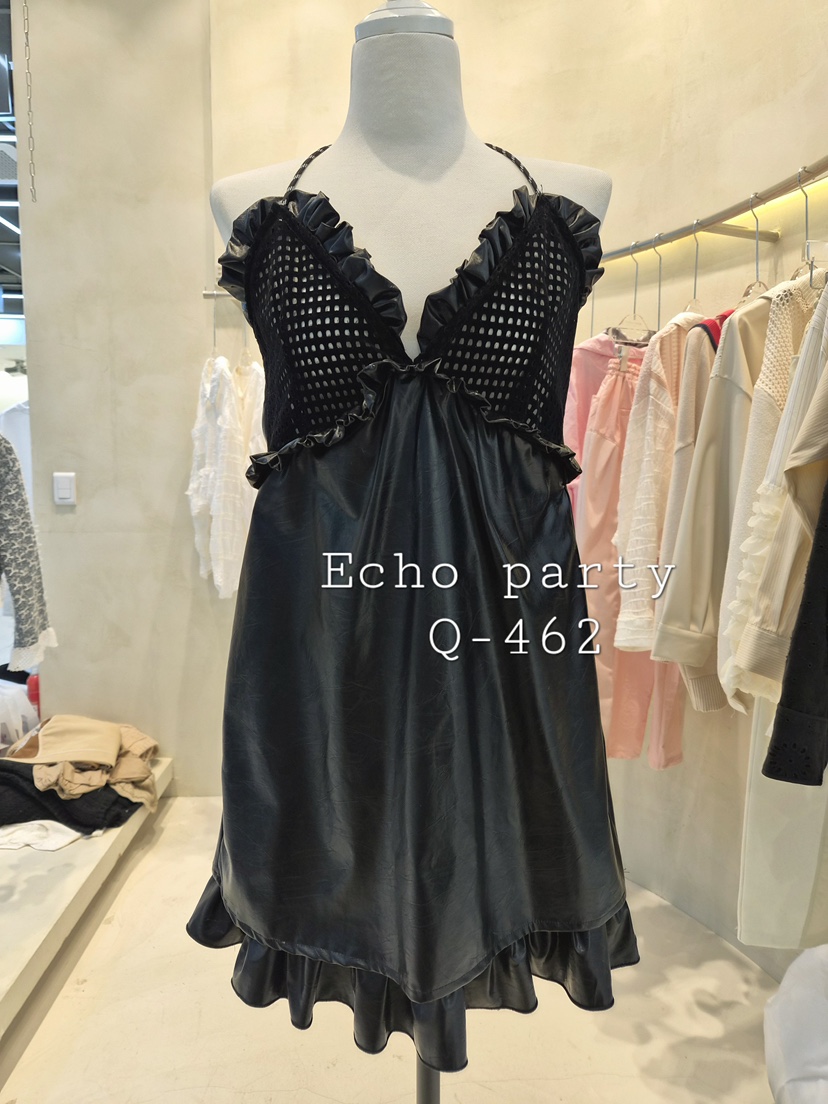 ECHOPARTY東大門直郵女裝新款熱賣推薦真品時尚連衣裙皮革ECHOPARTY連衣裙圖色2