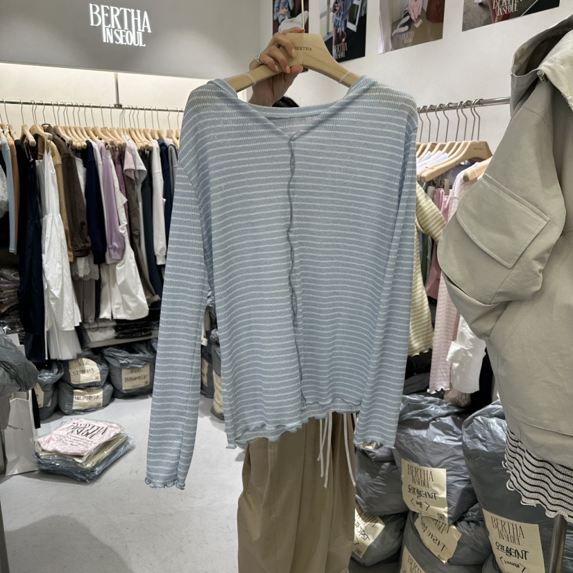 BERTHA韓國代購女裝新款真品職業26春夏推薦休閑人氣長袖T恤BERTHA長袖T恤圖色2