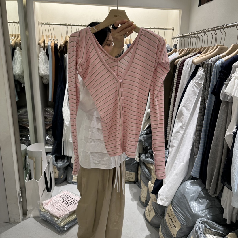 BERTHA東大門代購女士新款人氣推薦真品休閑26春夏長袖T恤BERTHA長袖T恤圖色1