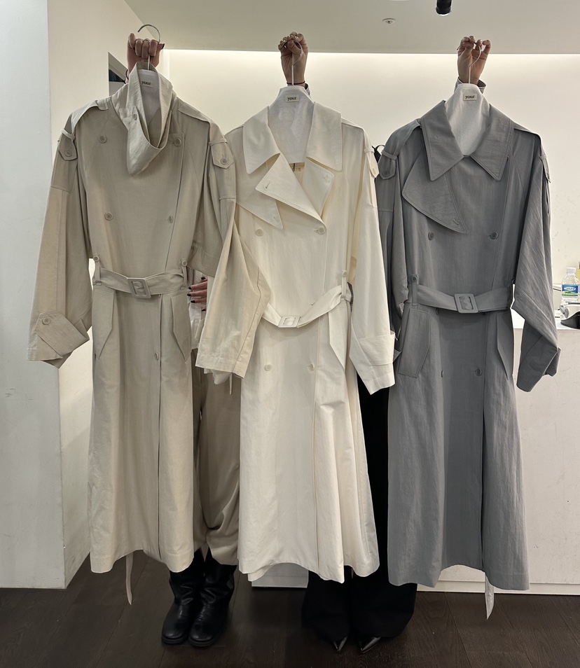 YOUR-P東大門代購女裝新品時尚人氣26春夏長款風衣含腰帶YOUR-P長款風衣