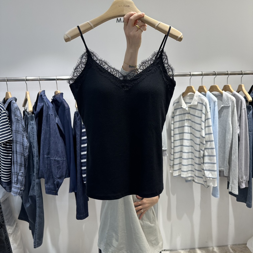 MAJDAN韓國代購女裝新品時尚休閑推薦熱賣真品吊帶背心蕾絲MAJDAN吊帶/背心圖色1黑色