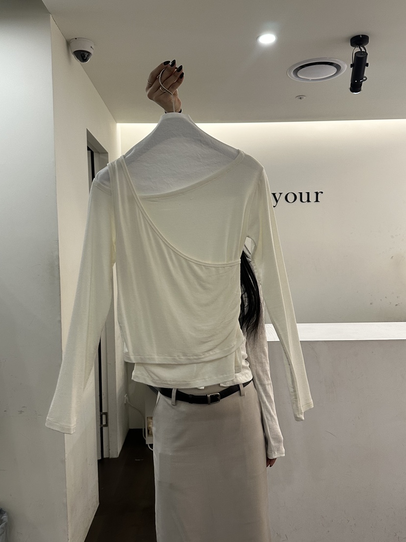 YOUR-P韓國代購女裝新品休閑時尚26春夏推薦長袖T恤假兩件YOUR-P長袖T恤