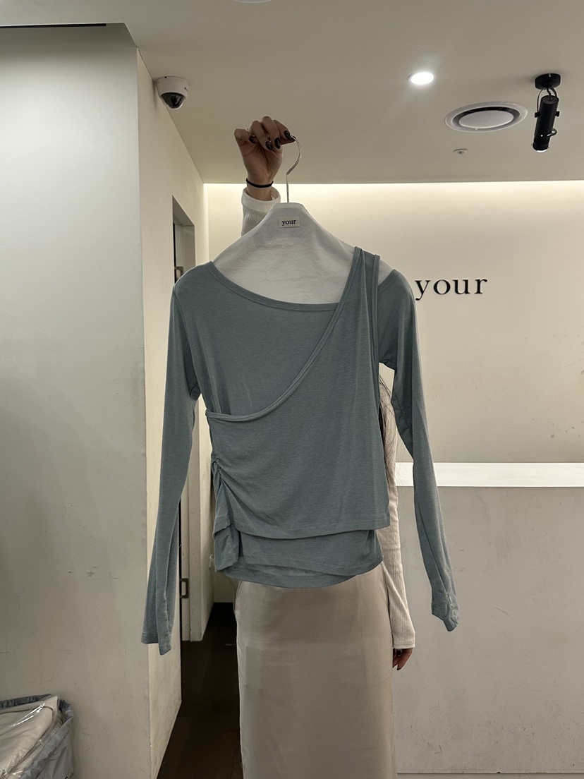 YOUR-P韓國代購女裝新品休閑時尚26春夏推薦長袖T恤假兩件YOUR-P長袖T恤圖色2