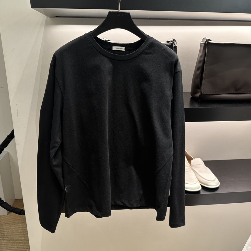 FEBRUARY 11韓國直郵女士新款真品時尚休閑26春夏長袖T恤FEBRUARY 11長袖T恤圖色4黑色