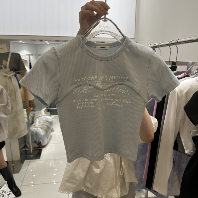 JENNIE韓國代購女裝新品26春夏人氣休閑真品職業熱賣推薦T恤JENNIE/VENEFITT恤圖色2