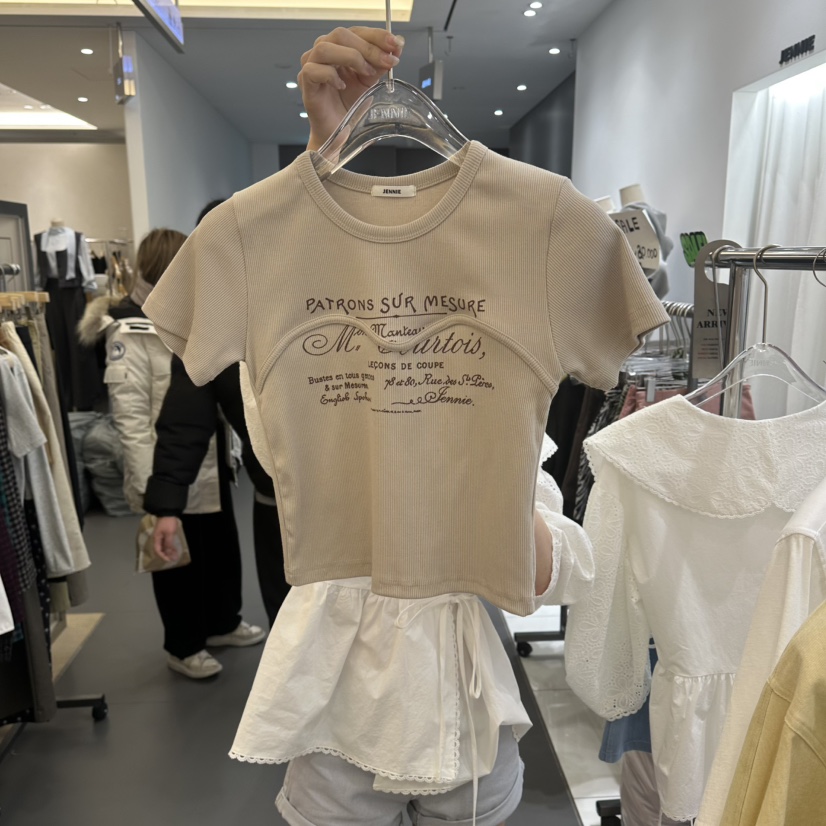 JENNIE韓國代購女裝新品26春夏人氣休閑真品職業熱賣推薦T恤JENNIE/VENEFITT恤圖色3