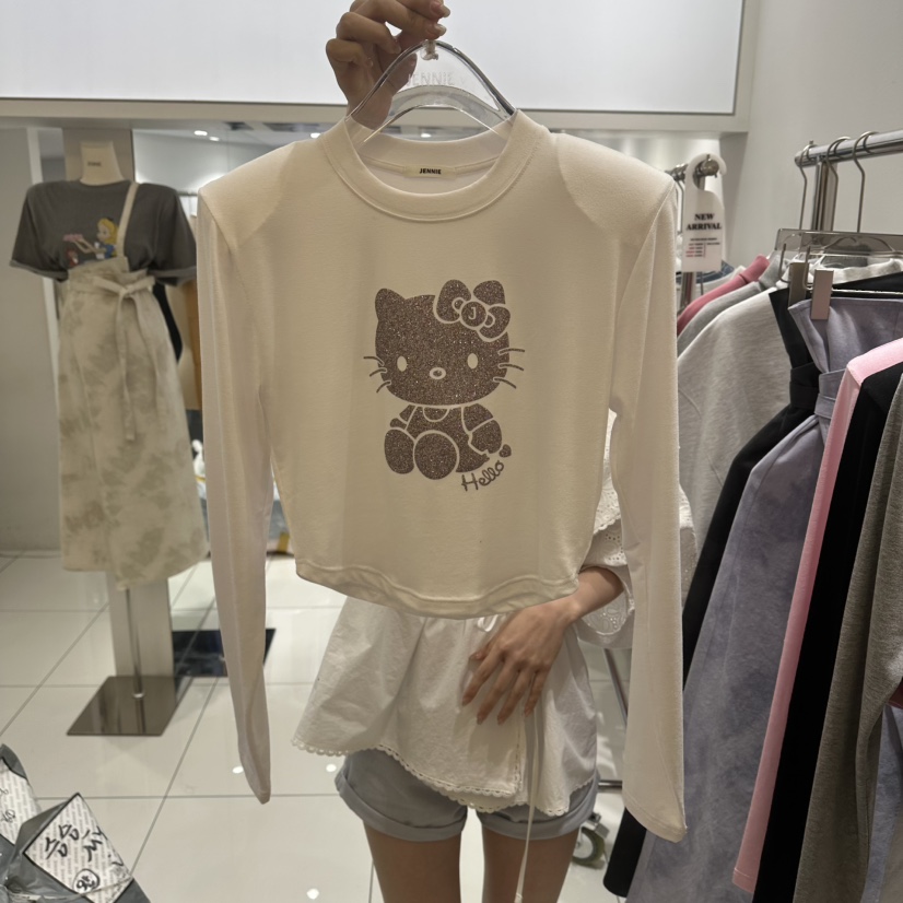 JENNIE韓國直郵女裝新品時尚26春夏休閑人氣真品熱賣長袖T恤JENNIE/VENEFIT長袖T恤圖色1