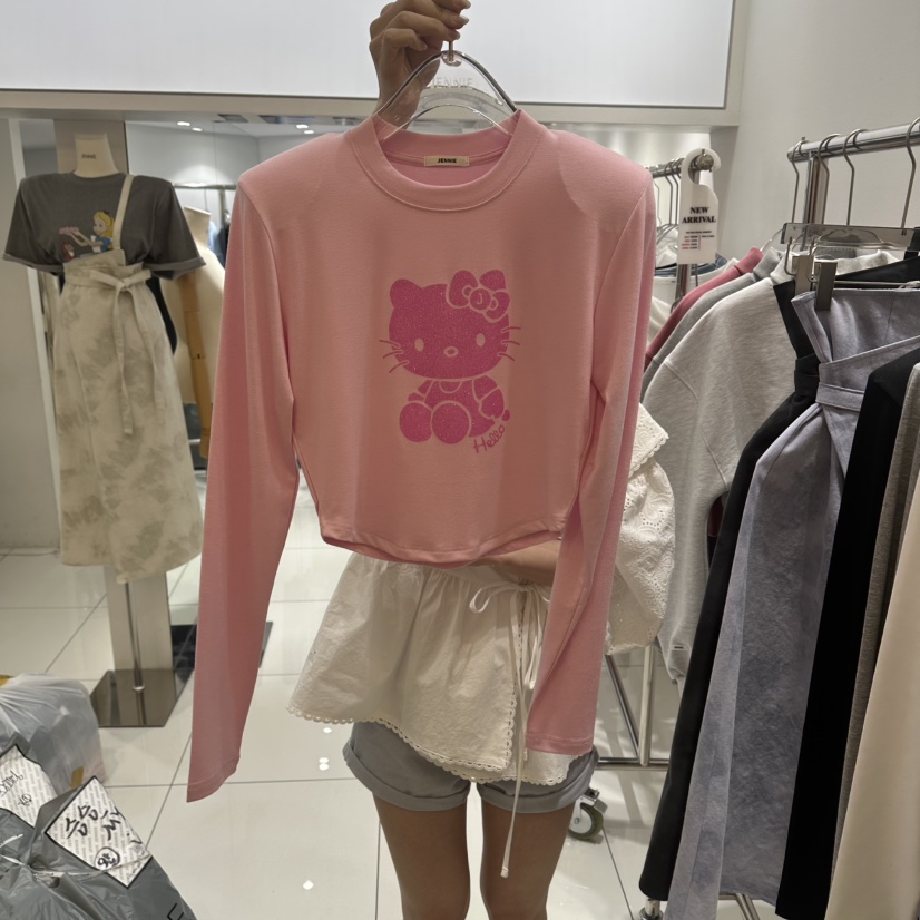 JENNIE韓國直郵女裝新品時尚26春夏休閑人氣真品熱賣長袖T恤JENNIE/VENEFIT長袖T恤圖色3