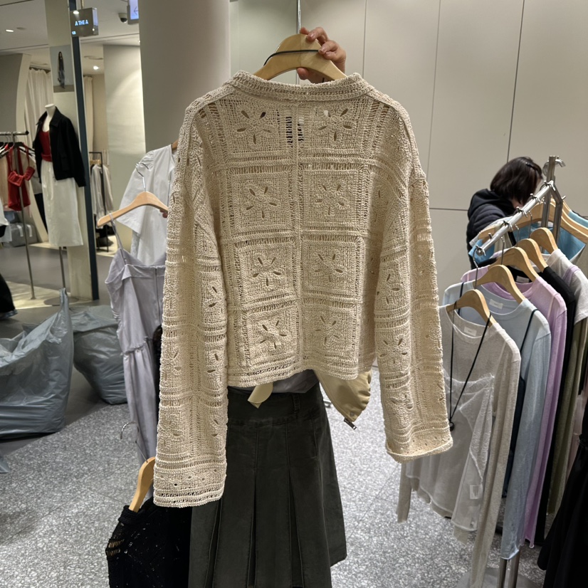 SOF東大門實拍女士新品推薦職業休閑針織衫不含配飾鉤針編織SOF針織衫