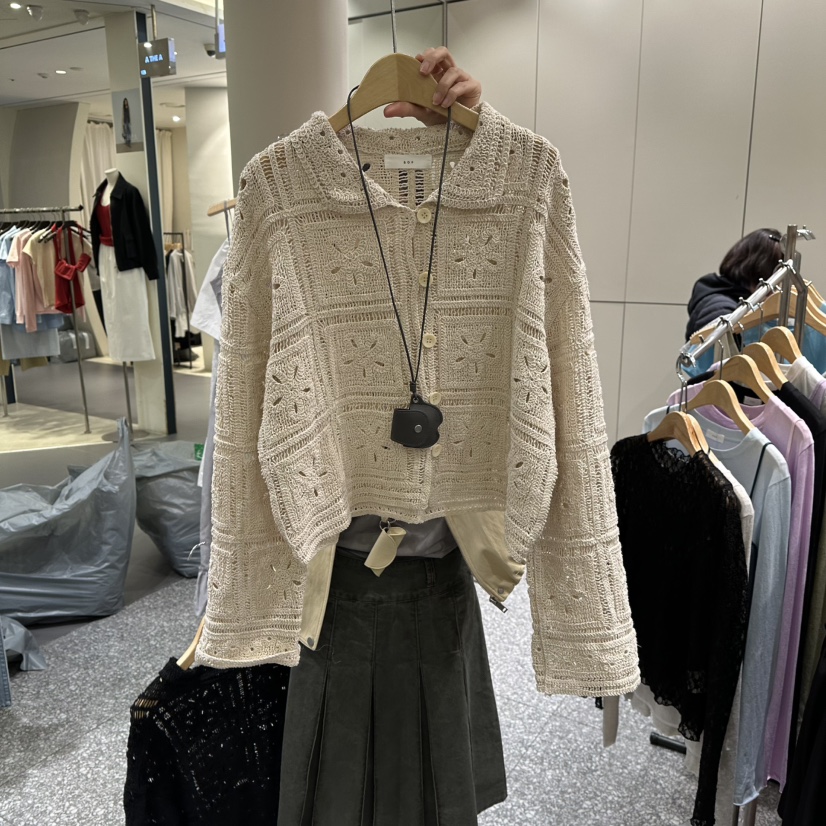 SOF東大門實拍女士新品推薦職業休閑針織衫不含配飾鉤針編織SOF針織衫圖色1