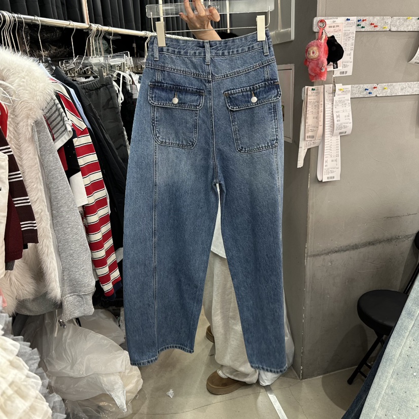 MOMAZU韓國代購女士新品26春夏時尚休閑推薦真品牛仔褲口袋MOMAZU牛仔褲