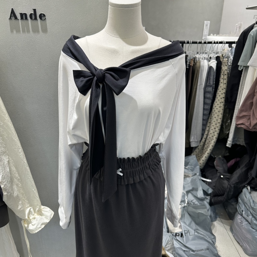 ANDE韓國代購女士新品時尚人氣熱賣職業26春夏推薦長袖T恤Ande長袖T恤圖色1