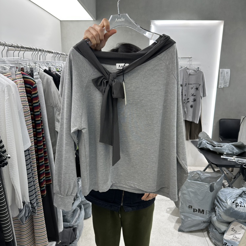 ANDE韓國代購女士新品時尚人氣熱賣職業26春夏推薦長袖T恤Ande長袖T恤圖色2